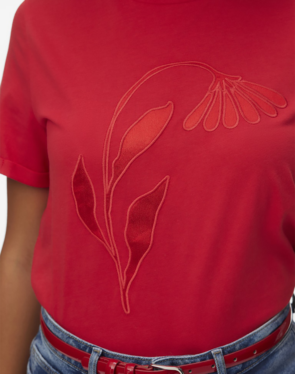 Vero Moda Vmmaja Paulina Ss Top Box Jrs 10343557-Poinsettia1Flower Red Γυναικεία ρούχα μπλούζες Τ-Shirt Politikos Shop Πολιτικός