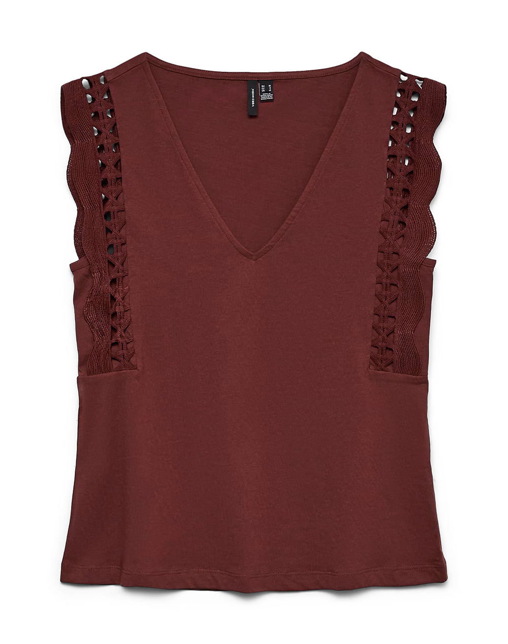 VERO MODA VMGABBY SL V-NECK TOP JRS GA 10339862-Andorra DarkRed