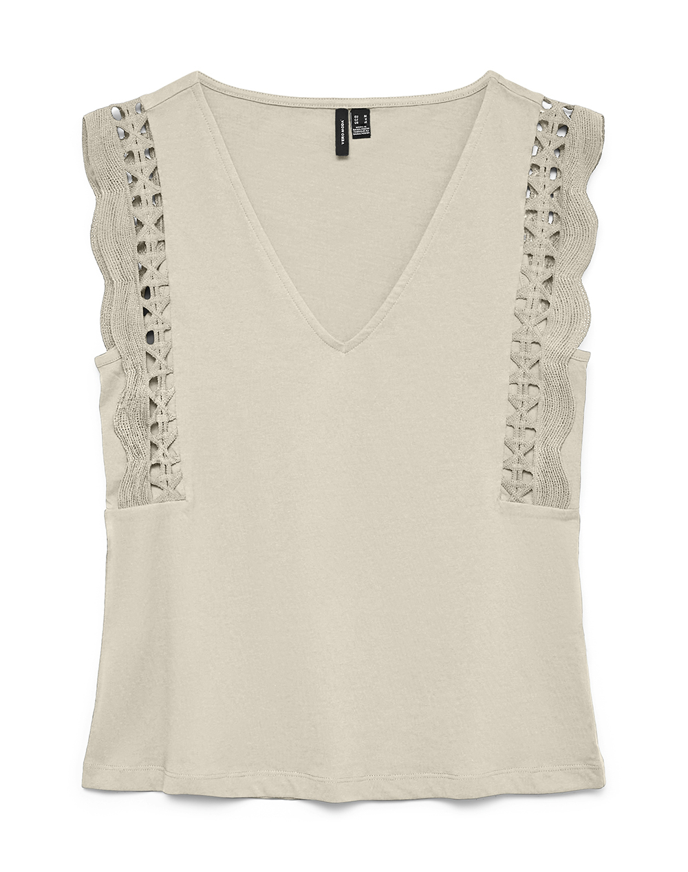 VERO MODA VMGABBY SL V-NECK TOP JRS GA 10339862-Birch SandyBrown