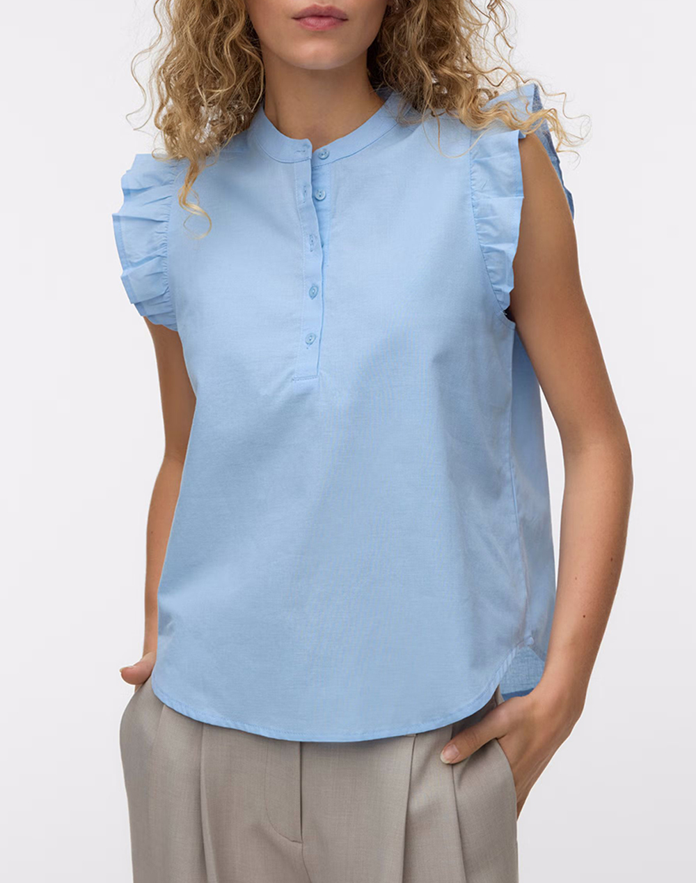 VERO MODA VMSELMA SS FRILL TOP 10345667-Cashmere Blue LightBlue