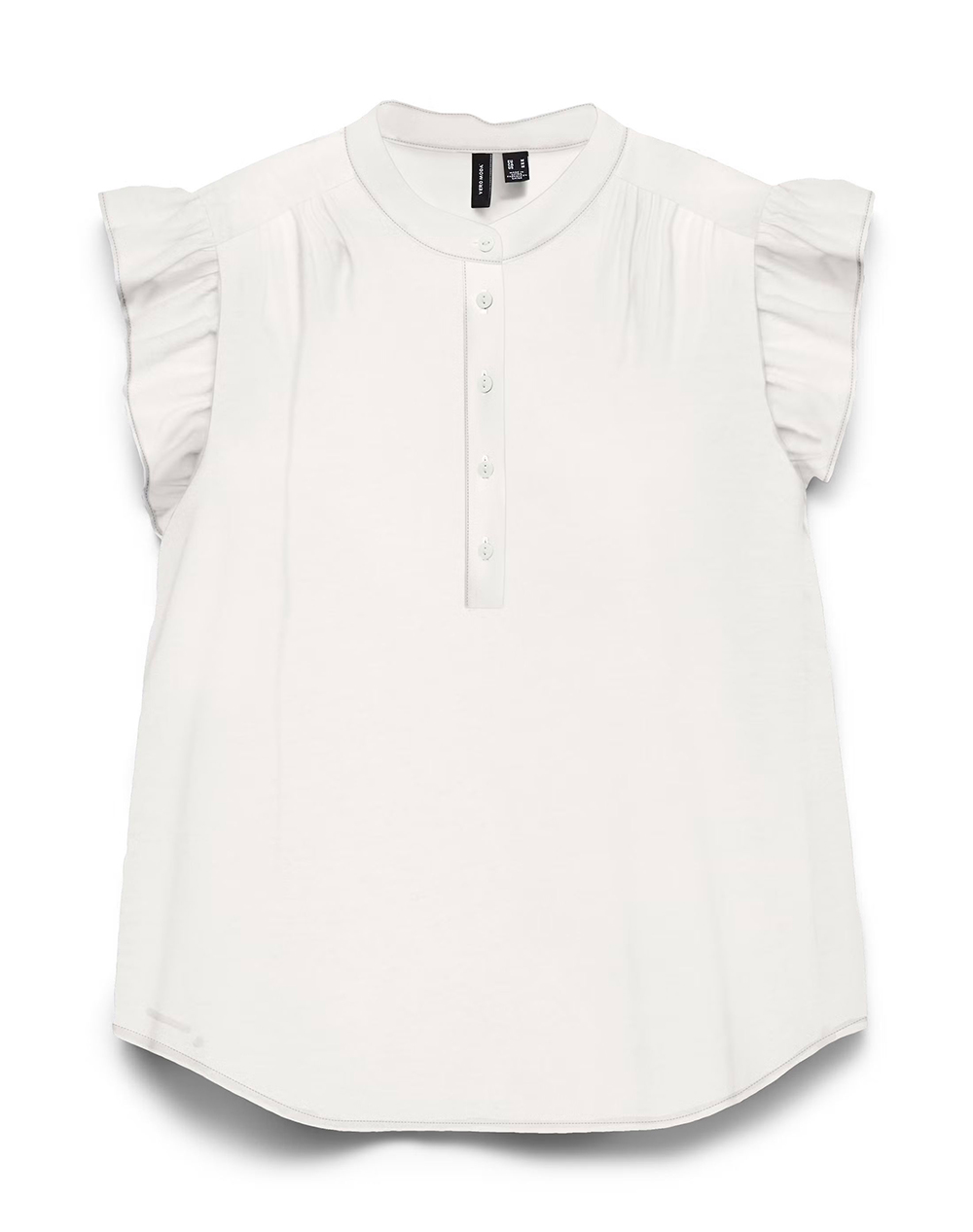 Vero Moda Vmselma Ss Frill Top 10345667-Snow White Offwhite Γυναικεία ρούχα μπλούζες Τοπ Κορμακια Politikos Shop Πολιτικός
