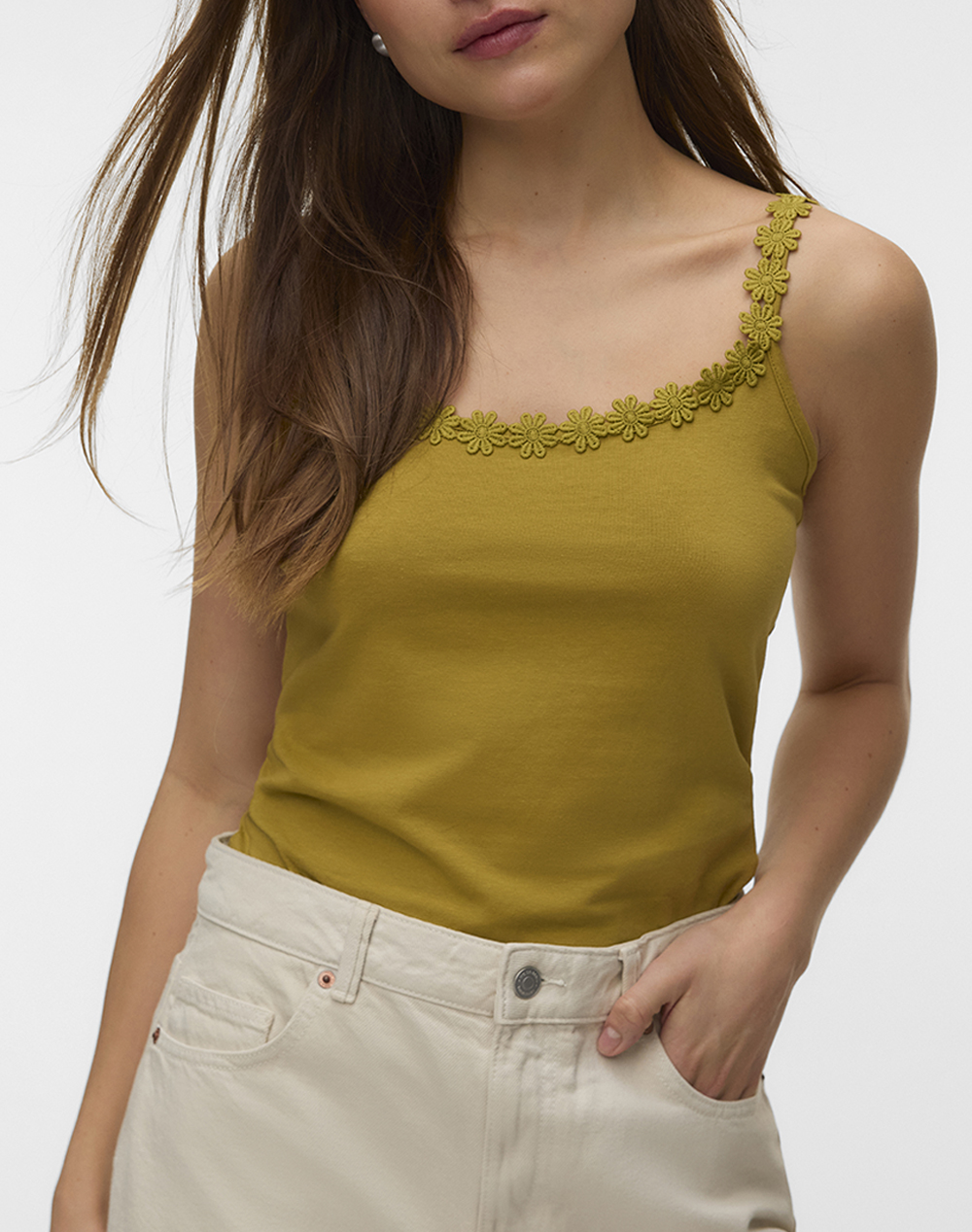 VERO MODA VMFLORA TANK TOP JRS BOX 10344798-WILLOW Mustard