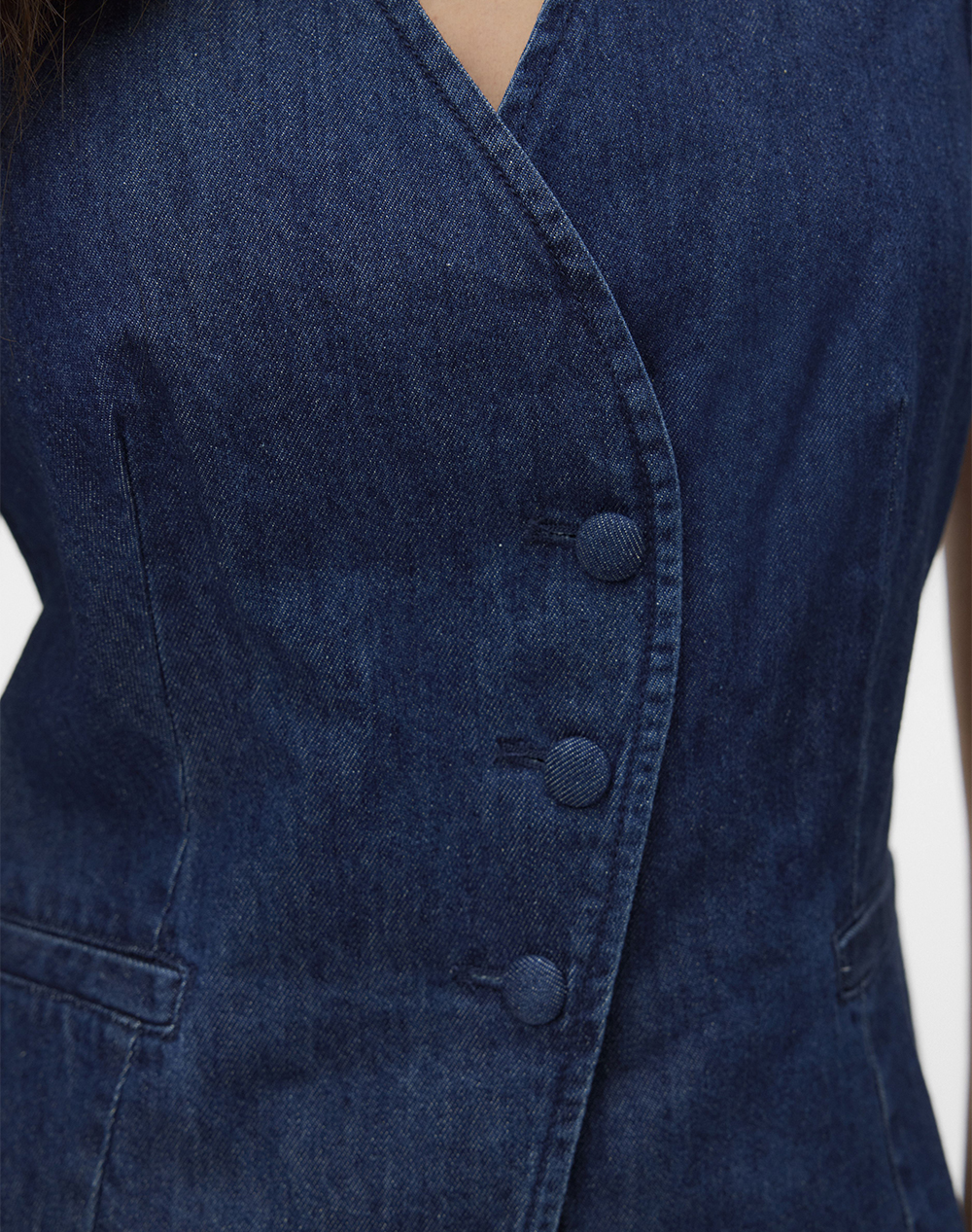 Vero Moda Vmvita Sl Denim Waistcoat Yo3102 10345126-Medium Blue Denimblue Γυναικεία ρούχα μπλούζες Τοπ Κορμακια Politikos Shop Πολιτικός