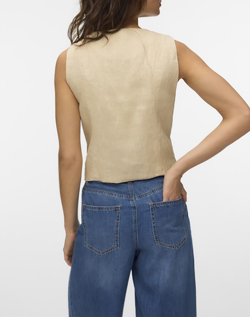 VERO MODA VERO MODA VMLAICA SL LINEN WAISTCOAT 10346660-CEMENT Biege - 2