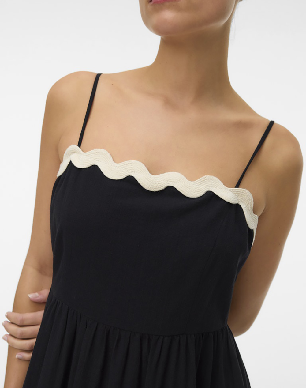 Vero Moda Vmjenna Singlet Ankle Dress Wvn Btq Ga 10341317-Blackbirch Scallop Edges Black Γυναικεία ρούχα φορέματα Politikos Shop Πολιτικός