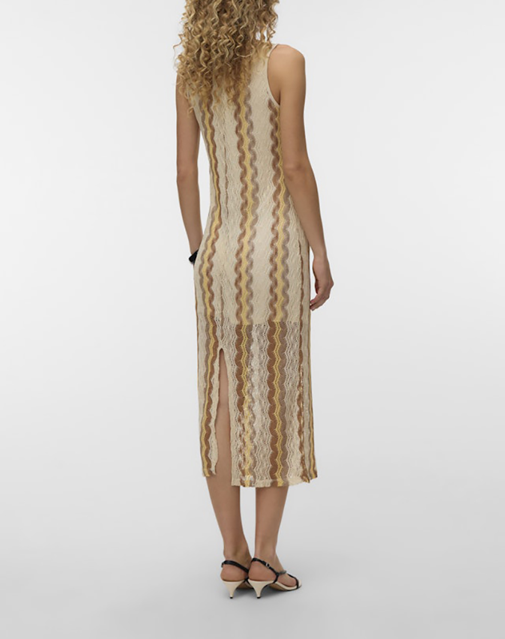 VERO MODA VERO MODA VMTERESA SL O-NECK 7/8 DRESS JRS GA 10339773-BirchSILVER MINK+GOLDEN HAZE+TIGERS EYE Biege - 2