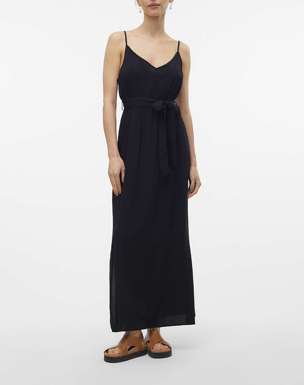 VERO MODA VMEASY JOY SLIT MAXI V-NECK DRESS WV GA 10307995-BLACK Black