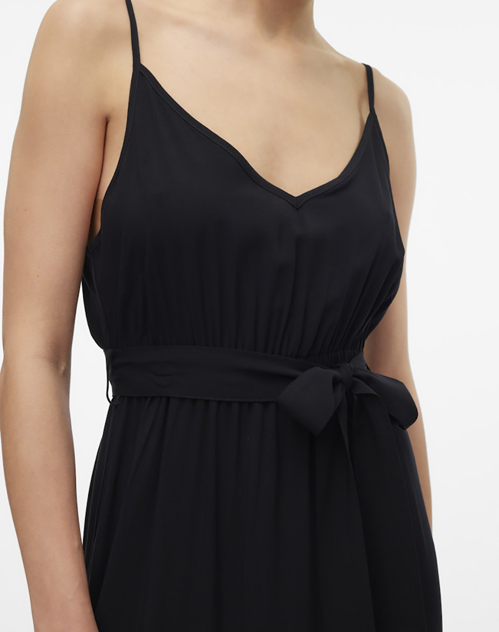 Vero Moda Vmeasy Joy Slit Maxi V-Neck Dress Wv Ga 10307995-Black Black Γυναικεία ρούχα φορέματα Politikos Shop Πολιτικός