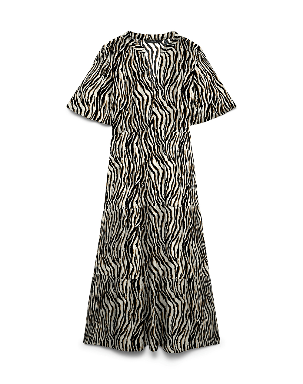 VERO MODA VMEASY JOY S/S V-NECK 7/8 DRESS WVN 10345506-OatmealDolly Multi