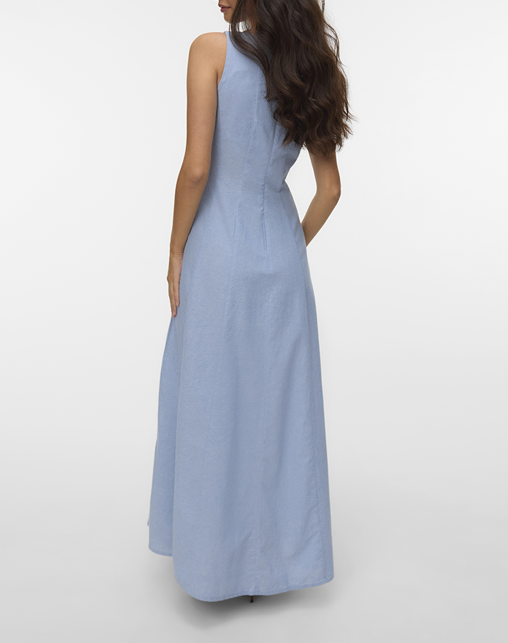 VERO MODA VMNORMA SL MAXI CHAMBRAY DRESS 10346280-Light BlueDetail:MELANGE LightBlue