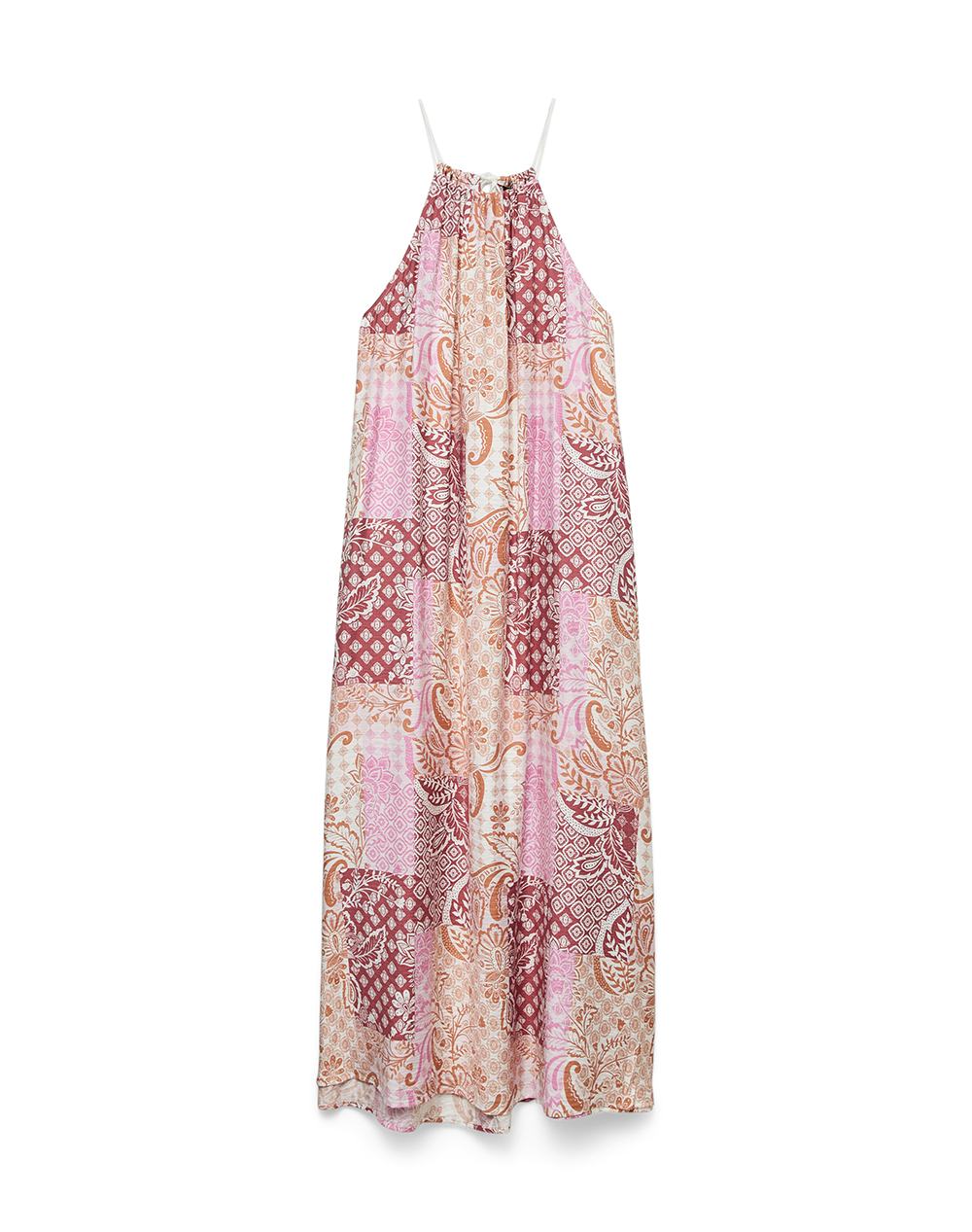 VERO MODA VMCILLE HILDA HALTERNECK 7/8 DRESS WVN 10347571-Cosmospink Mixed