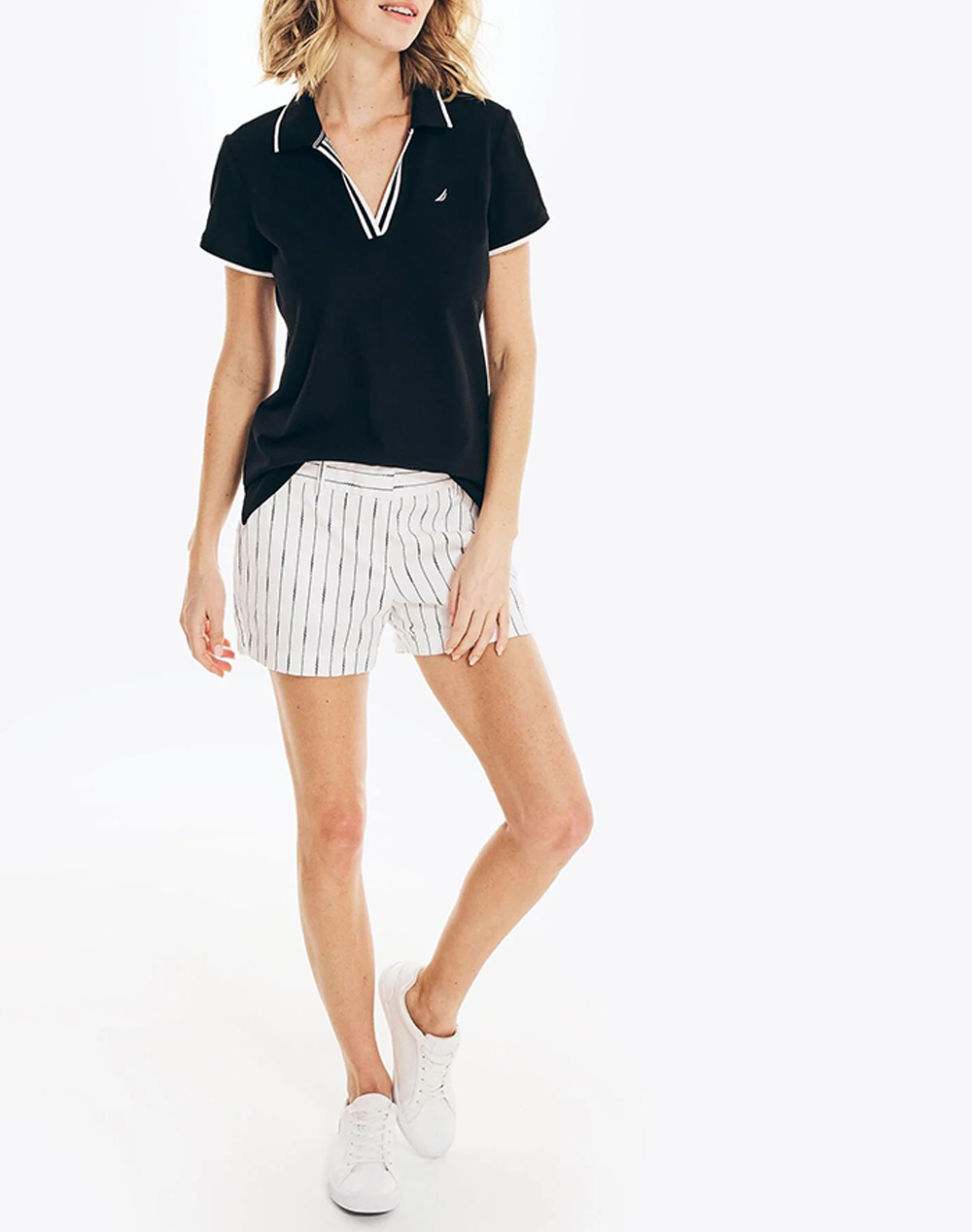 Nautica Μπλούζα Polo Κμ S Tipped Split Neck Ocean 3Nc15K133-0Tb Black Γυναικεία ρούχα μπλούζες Politikos Shop Πολιτικός
