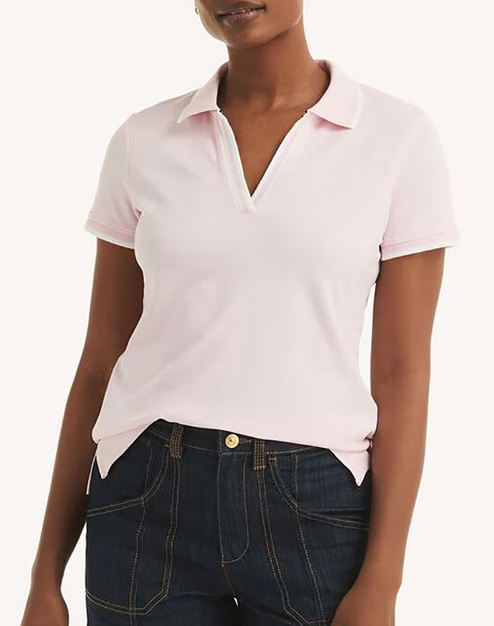 NAUTICA NAUTICA ΜΠΛΟΥΖΑ POLO ΚΜ S/S TIPPED SPLIT NECK OCEAN POLO 3NC15K133-64D LightPink