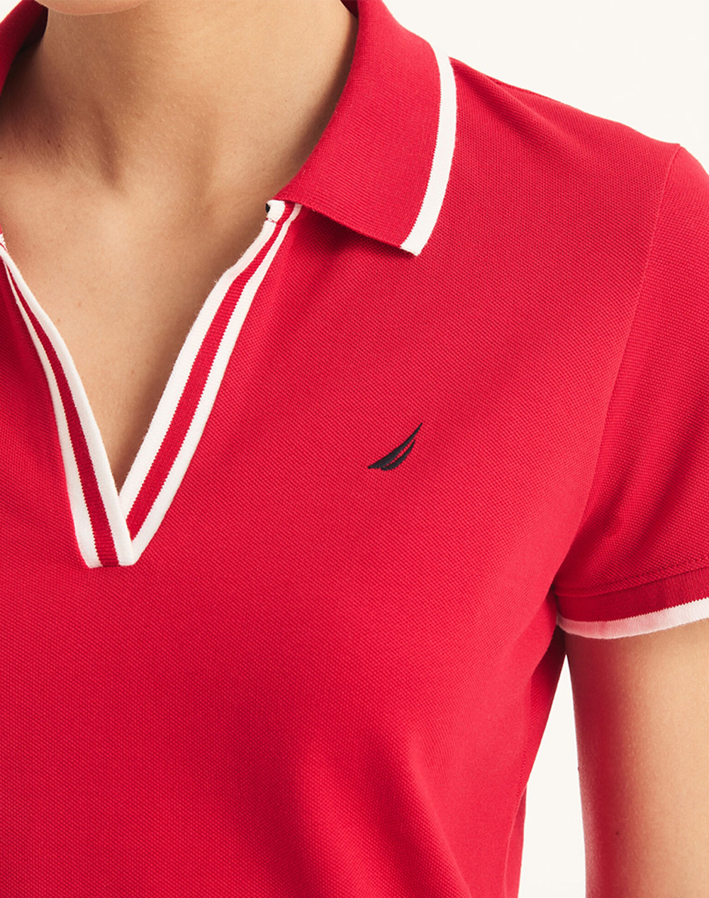 Nautica Μπλούζα Polo Κμ S Tipped Split Neck Ocean 3Nc15K133-6Vw Red Γυναικεία ρούχα μπλούζες Politikos Shop Πολιτικός