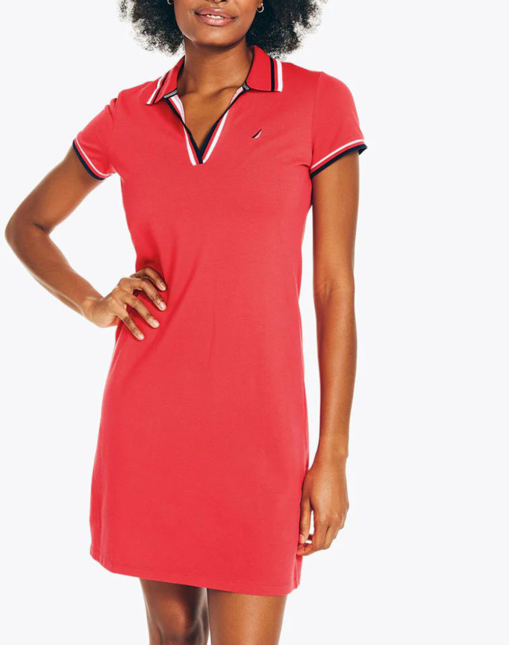 NAUTICA ΦΟΡΕΜΑ S/S TIPPED KNIT OCEAN POLO DRESS 3NC25D603-6VW Red