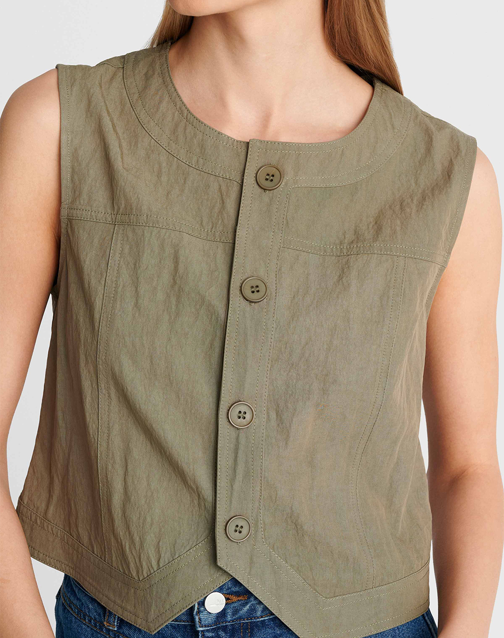 Ale Γιλεκο 8922918-Xaki Khaki Γυναικεία ρούχα μπλούζες Τοπ Κορμακια Politikos Shop Πολιτικός