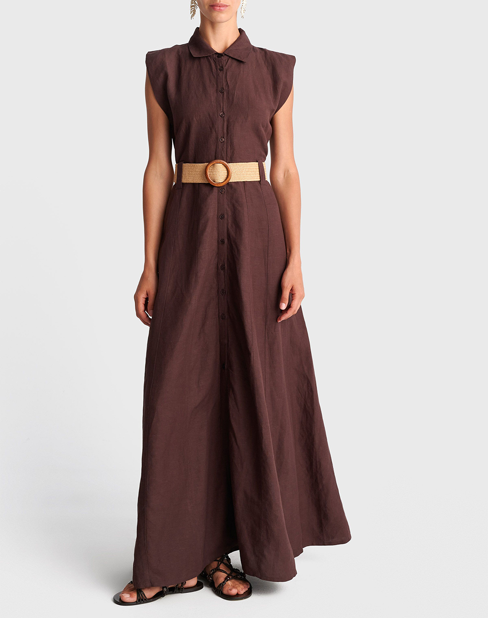 ALE ALE ΦΟΡΕΜΑ ΜΑΚΡΥ ΜΟΝΟΧΡΩΜΟ 8923375-KAFE Brown