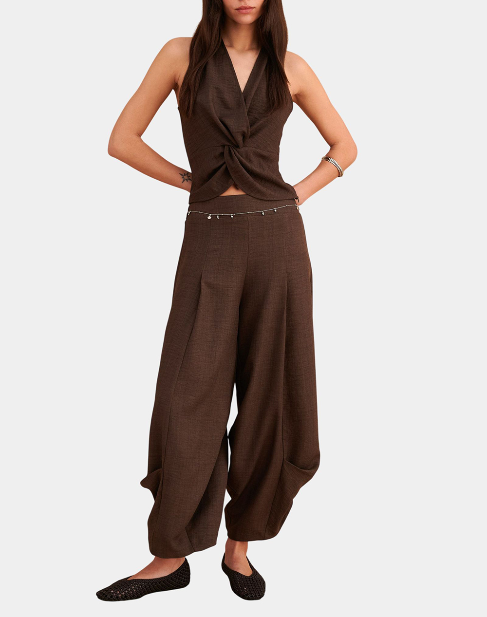 Attrattivo Παντελόνι 91014090-Choco Chocolate Γυναικεία ρούχα παντελόνια Υφασματινα Politikos Shop Πολιτικός