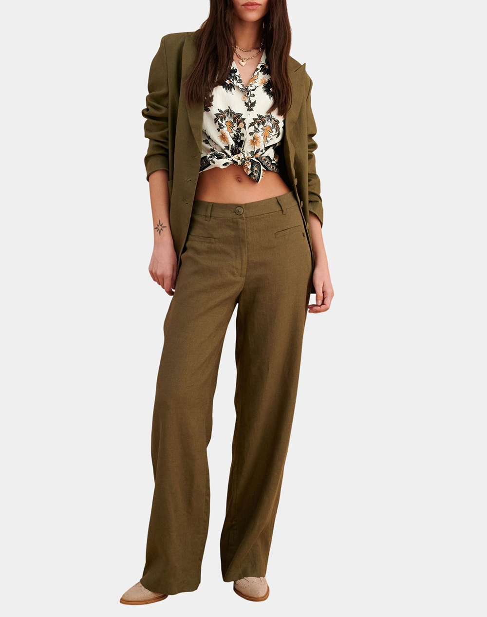Attrattivo Παντελόνι 9923005-Xaki Khaki Γυναικεία ρούχα παντελόνια Chinos Politikos Shop Πολιτικός