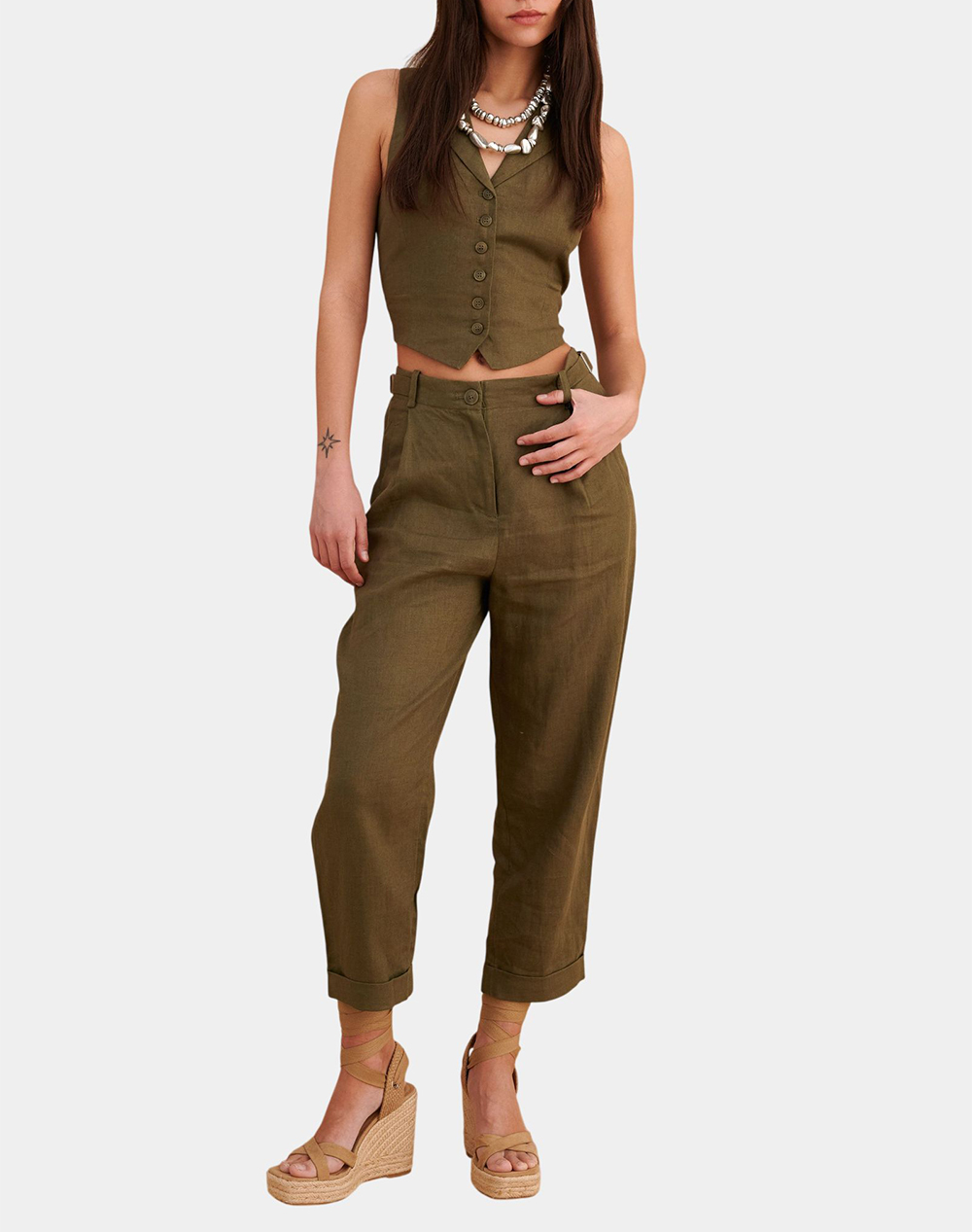 Attrattivo Παντελόνι 9923000-Xaki Khaki Γυναικεία ρούχα παντελόνια Chinos Politikos Shop Πολιτικός