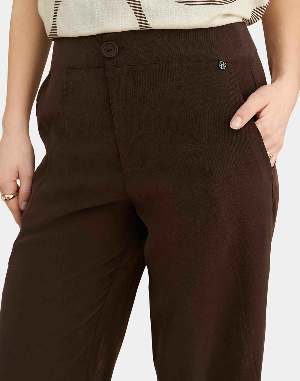 Attrattivo Παντελόνι 91384007C-Kafe Brown Γυναικεία ρούχα παντελόνια Chinos Politikos Shop Πολιτικός