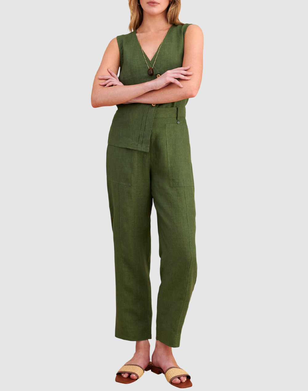 Attrattivo Παντελόνι Ζωνη 9923081-Prasi Green Γυναικεία ρούχα παντελόνια Υφασματινα Politikos Shop Πολιτικός
