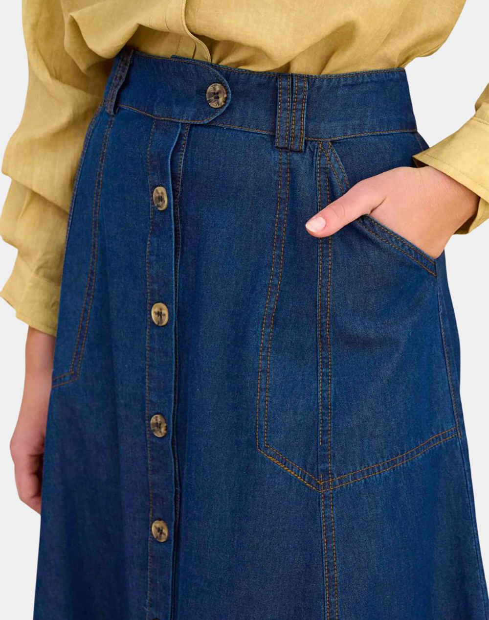 Attrattivo Φούστα 91253518-Mple Denimblue Γυναικεία ρούχα φούστες Politikos Shop Πολιτικός