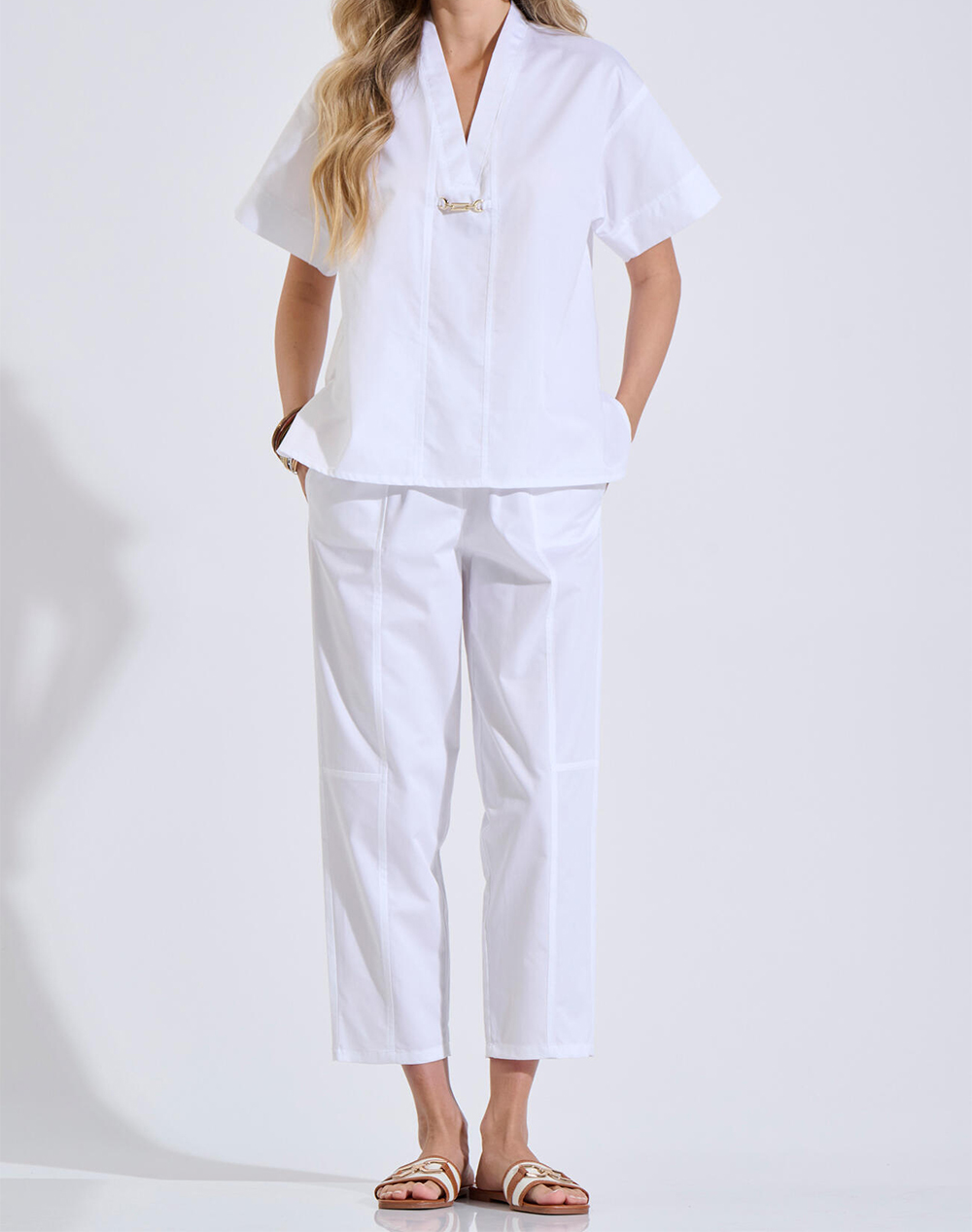 Bill Cost Παντελόνι 10-180335-0-Λευκο White Γυναικεία ρούχα παντελόνια Chinos Politikos Shop Πολιτικός