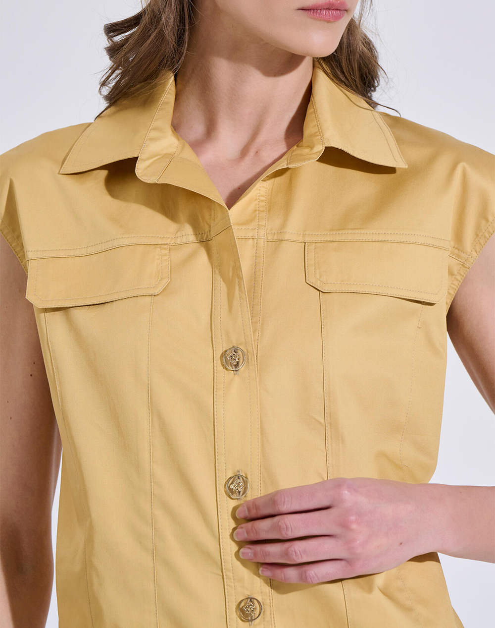Bill Cost Πουκαμισο 10-180346-0-Ωχρα Yellow Γυναικεία ρούχα πουκάμισα Politikos Shop Πολιτικός
