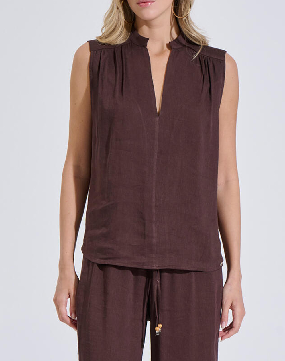 Bill Cost Γυναικεία Μπλούζα Καφέ Rayon Λινό