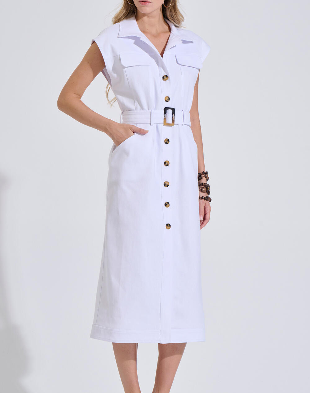 Bill Cost Φόρεμα 10-200202-0-Λευκο White Γυναικεία ρούχα φορέματα Politikos Shop Πολιτικός
