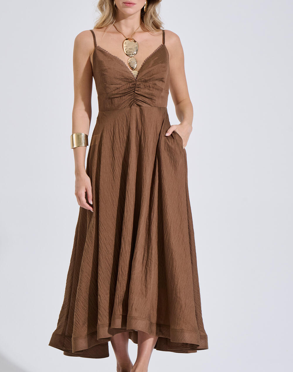 Bill Cost Φόρεμα 10-150317-0-Καφε Brown Γυναικεία ρούχα φορέματα Politikos Shop Πολιτικός