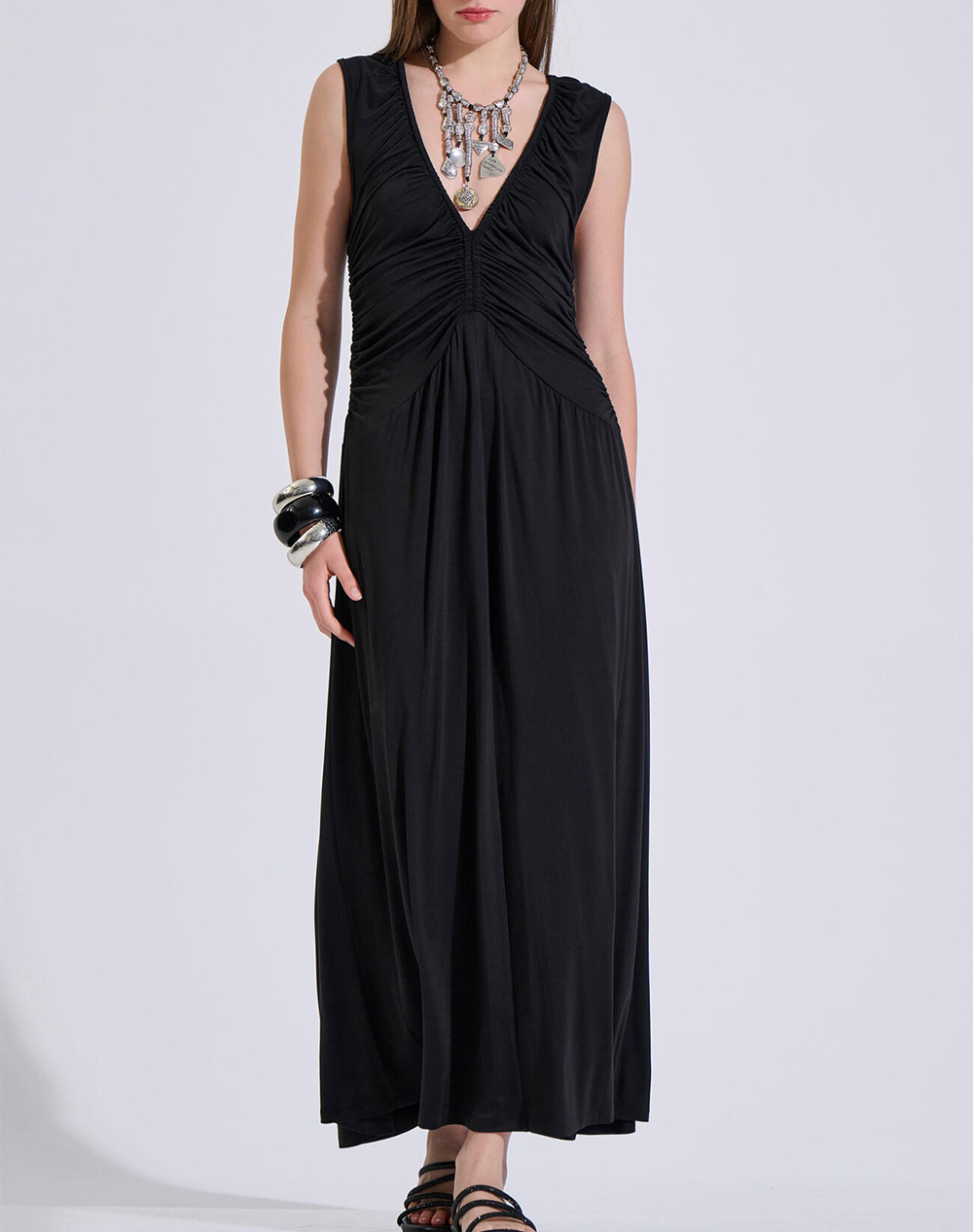 Bill Cost Γυναικείο Maxi Φόρεμα Μαύρο Rayon Nylon Spandex