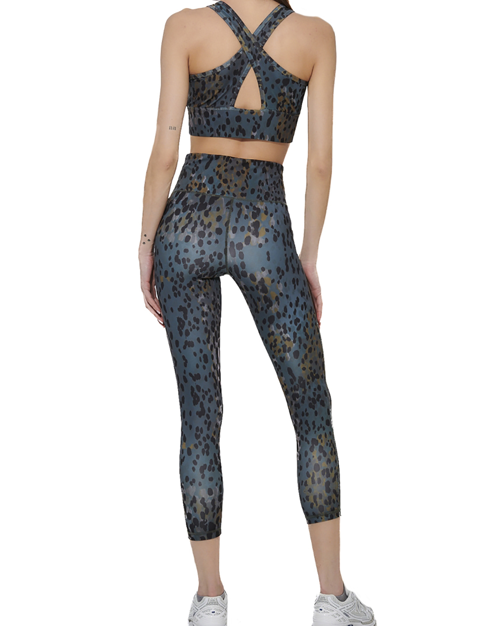 BODY ACTION WOMEN''S CROSS-OVER STRAPS SPORTS BRA 041615-01-STONE LEOPARD Multi φωτογραφία