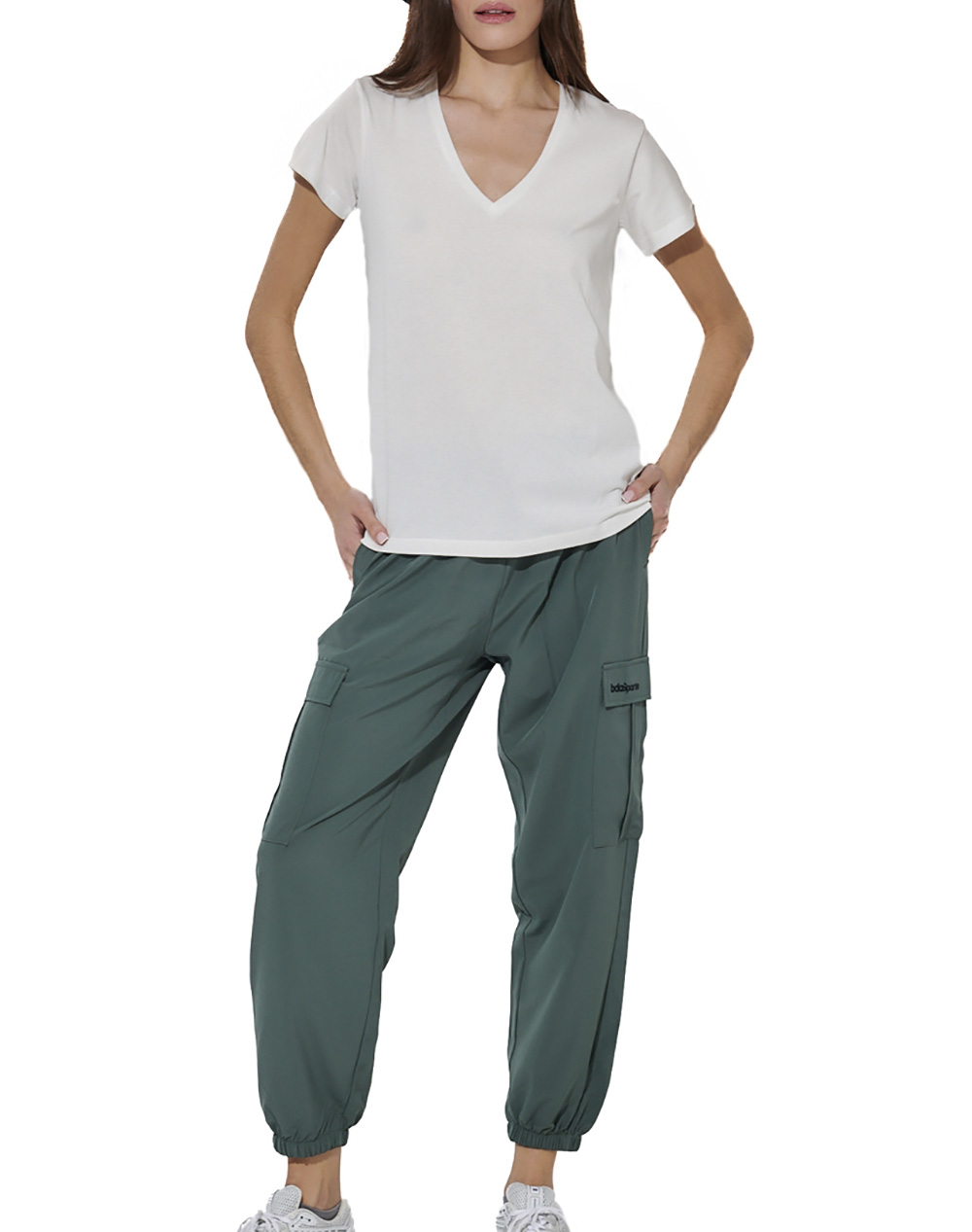 Body Action Women&Apos S Poly Stretch Cargo Pants 021623-01-Balsam Green Darkgreen Γυναικεία ρούχα παντελόνια Jean 5P Politikos Shop Πολιτικός