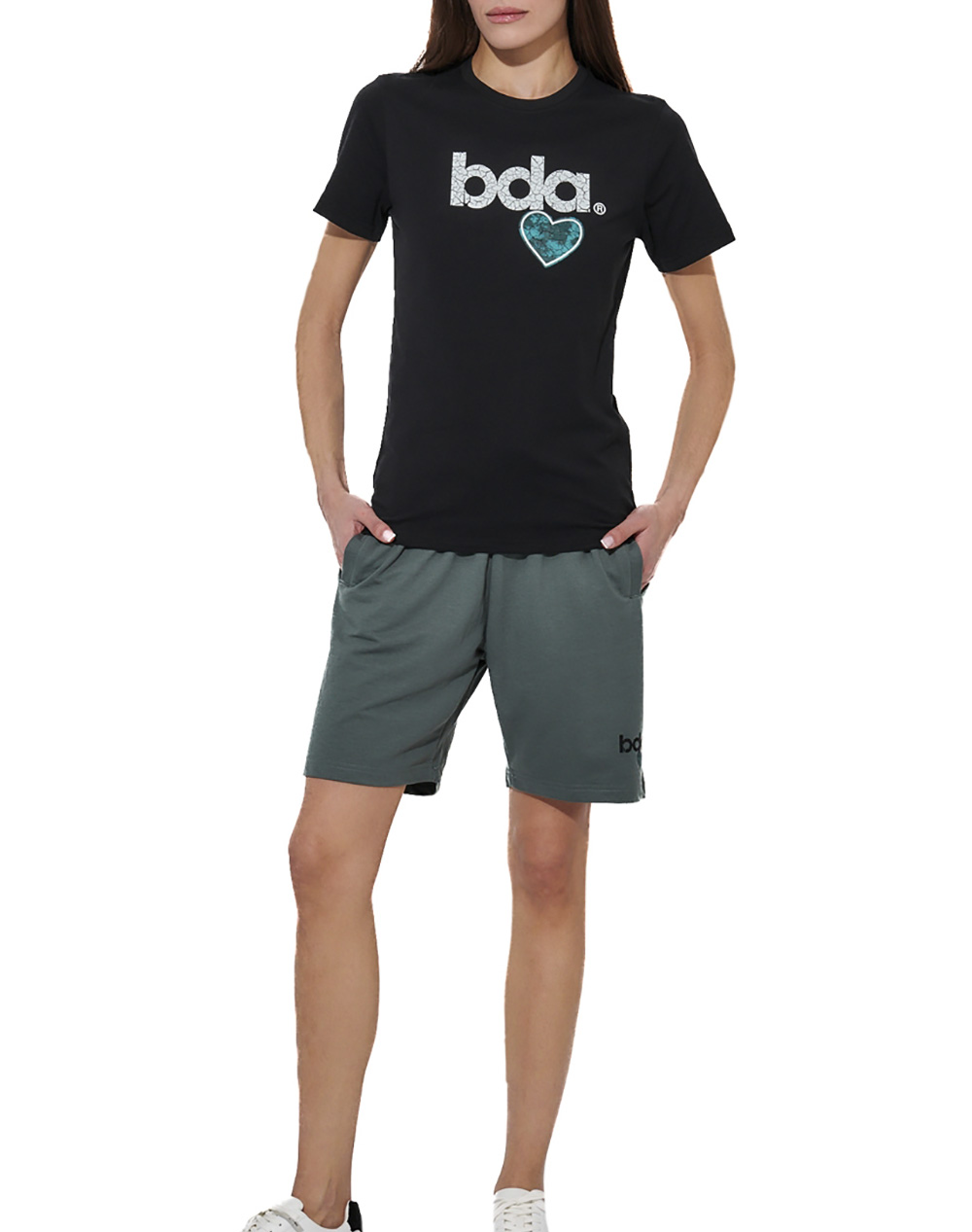 BODY ACTION WOMEN''S ESSENTIALS FRENCH TERRY SHORTS 031615-01-Balsam Green DarkGreen φωτογραφία