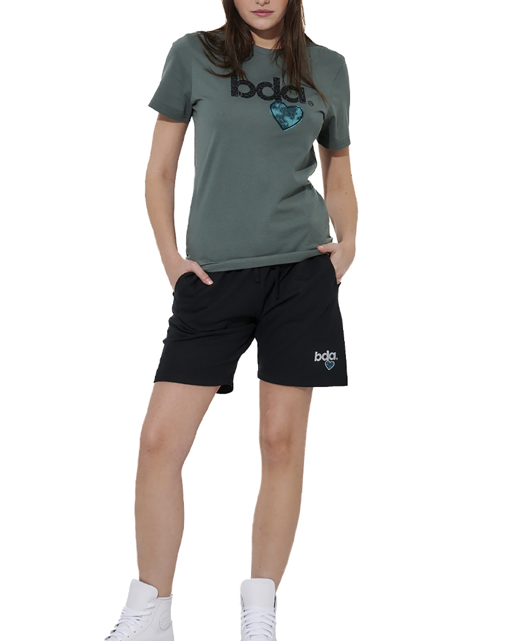 Body Action Women&Apos S Logo T-Shirt 051618-01-Balsam Green Darkgreen Γυναικεία ρούχα μπλούζες Τ-Shirt Politikos Shop Πολιτικός