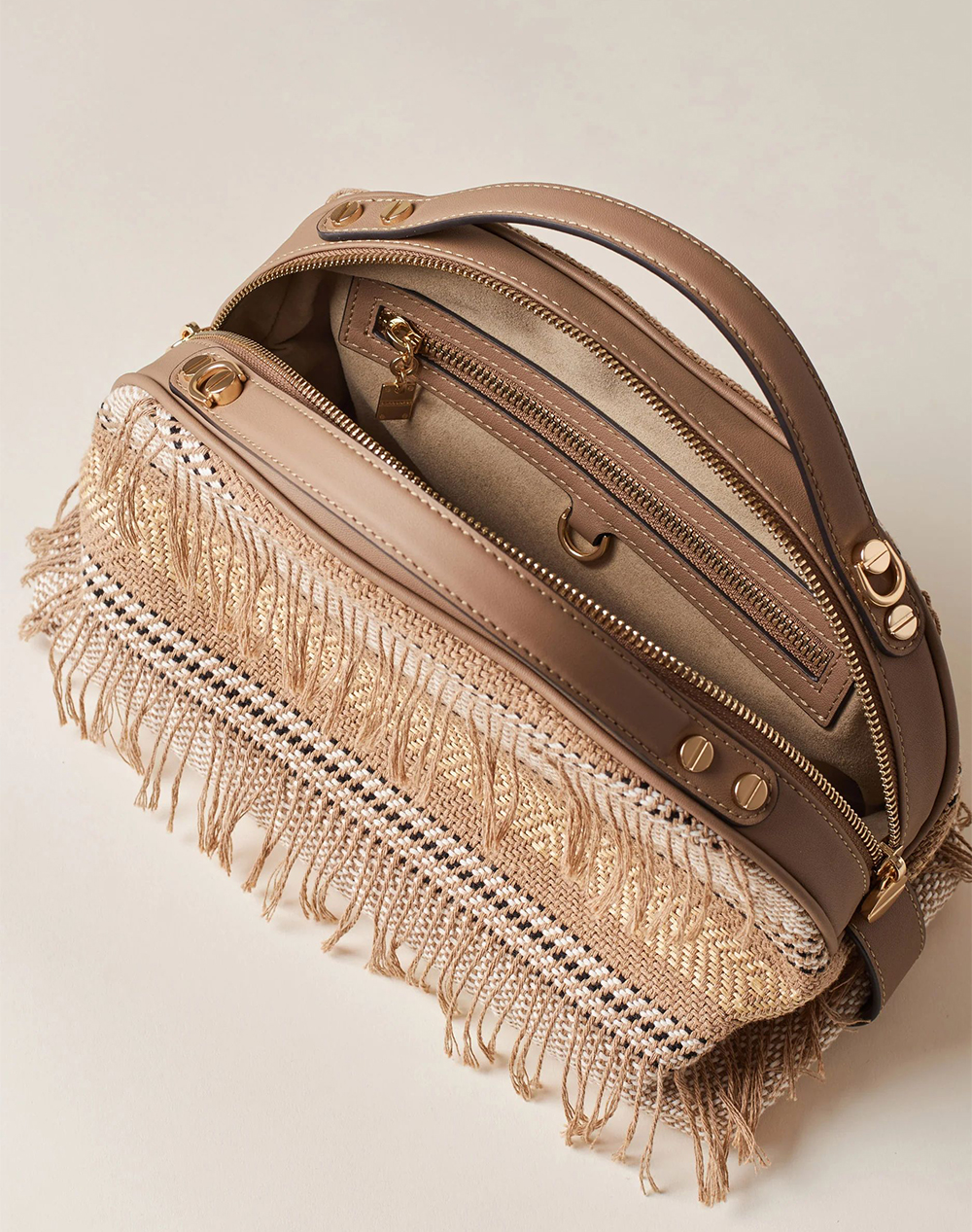 BORBONESE BORBONESE BORBONESE SMALL BAG 66%CO19%PL15%FIBRES IT.ORIGIN P26923329-0212-A92 SandyBrown - 2