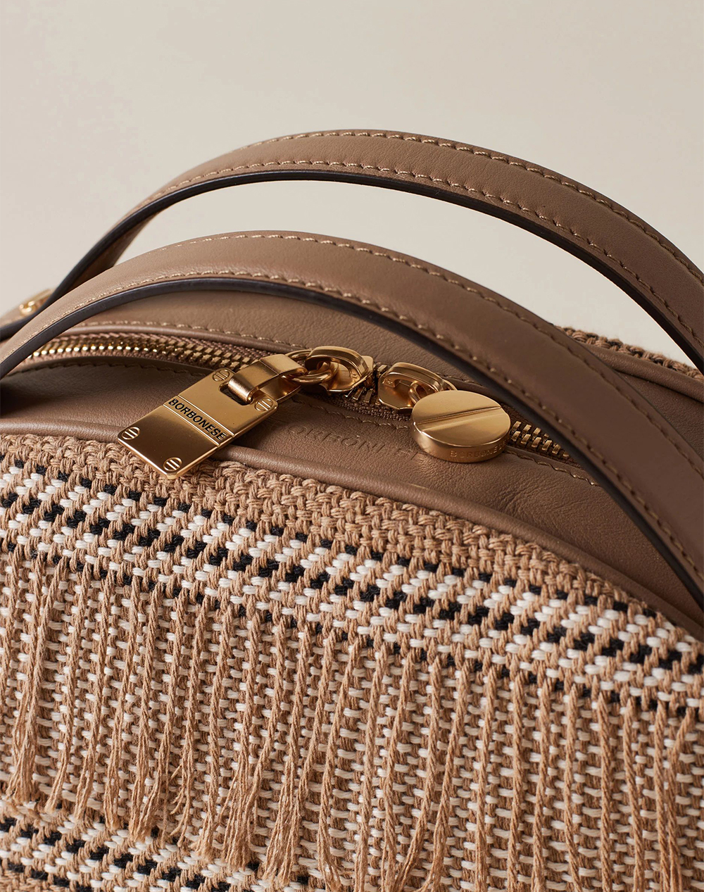 Borbonese Small Bag 66%Co19%Pl15%Fibres It Origin P26923329-0212-A92 Sandybrown Γυναικεία αξεσουάρ τσάντες Politikos Shop Πολιτικός
