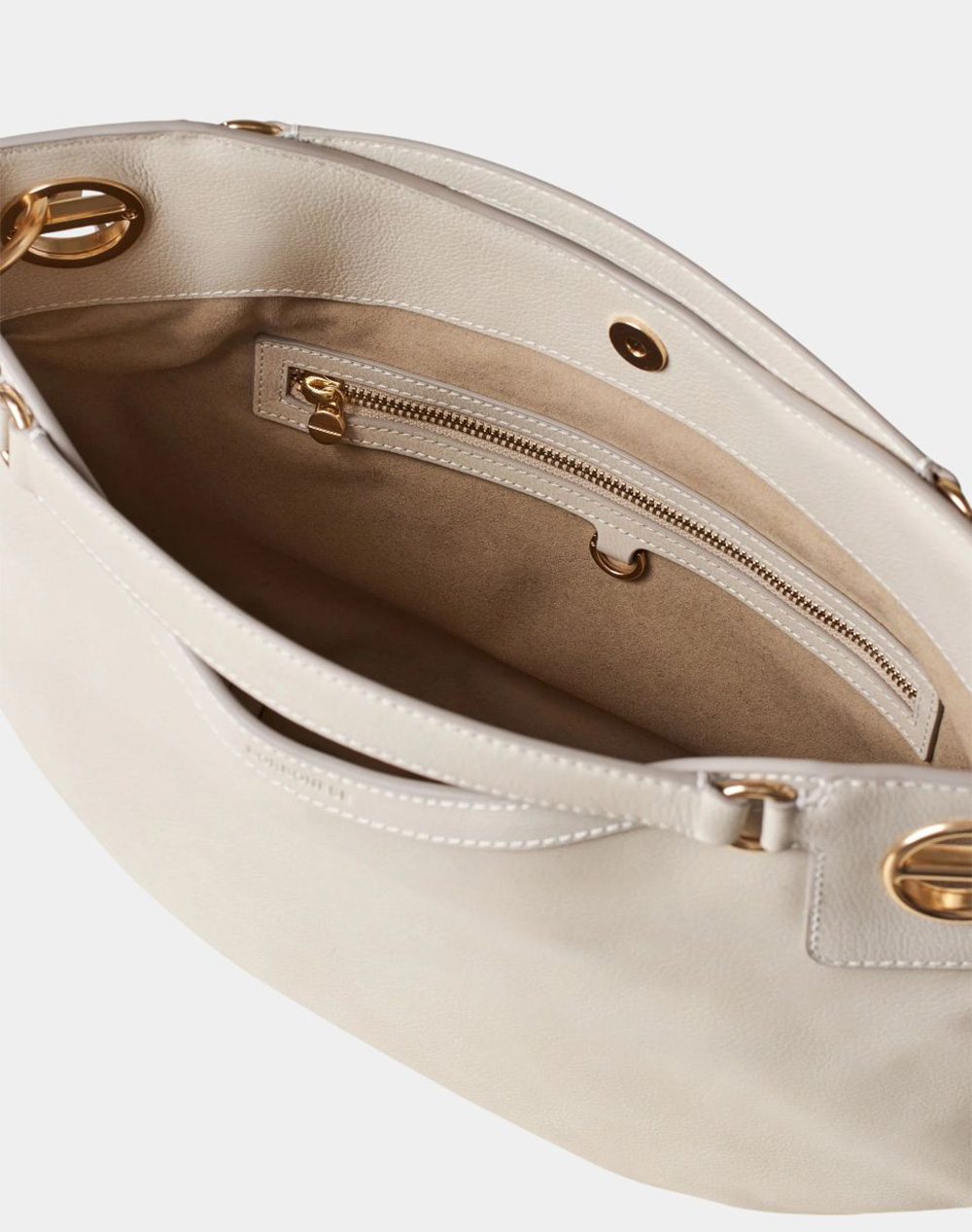 BORBONESE BORBONESE HANDBAG LEATHER(L)NY,PU ITAL.ORIGIN P2691010262-0197-927 OffWhite φωτογραφία