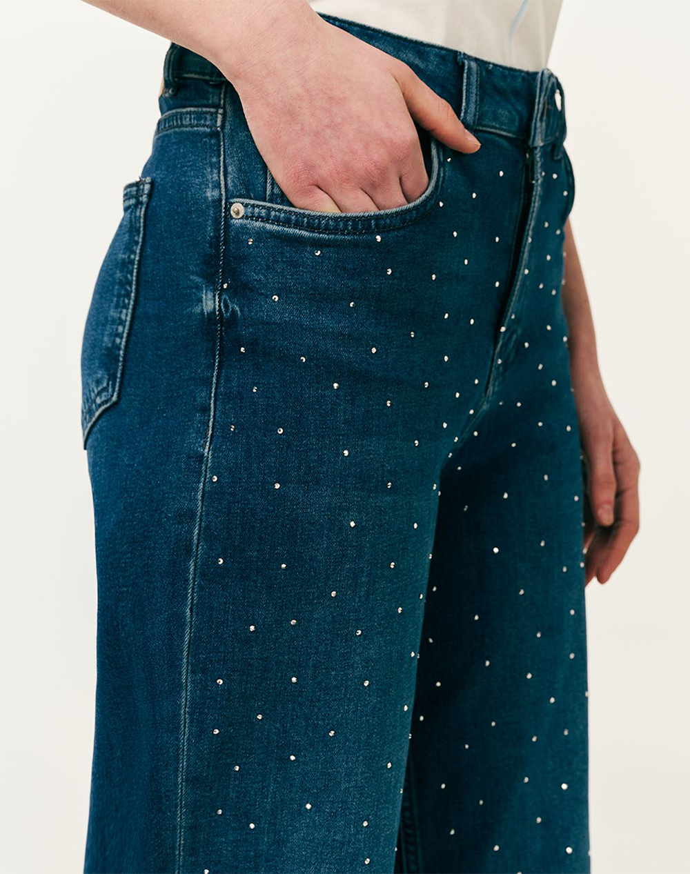 Forel Παντελόνι με Στρας 082 20 01 053-Μπλε Denimdarkblue Γυναικεία ρούχα παντελόνια Jean 5P Cargo Politikos Shop Πολιτικός
