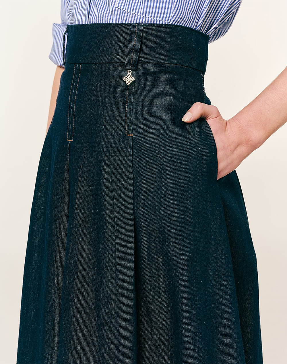 Forel Φούστα 082 00 01 012-Μπλε Denimdarkblue Γυναικεία ρούχα φούστες Politikos Shop Πολιτικός