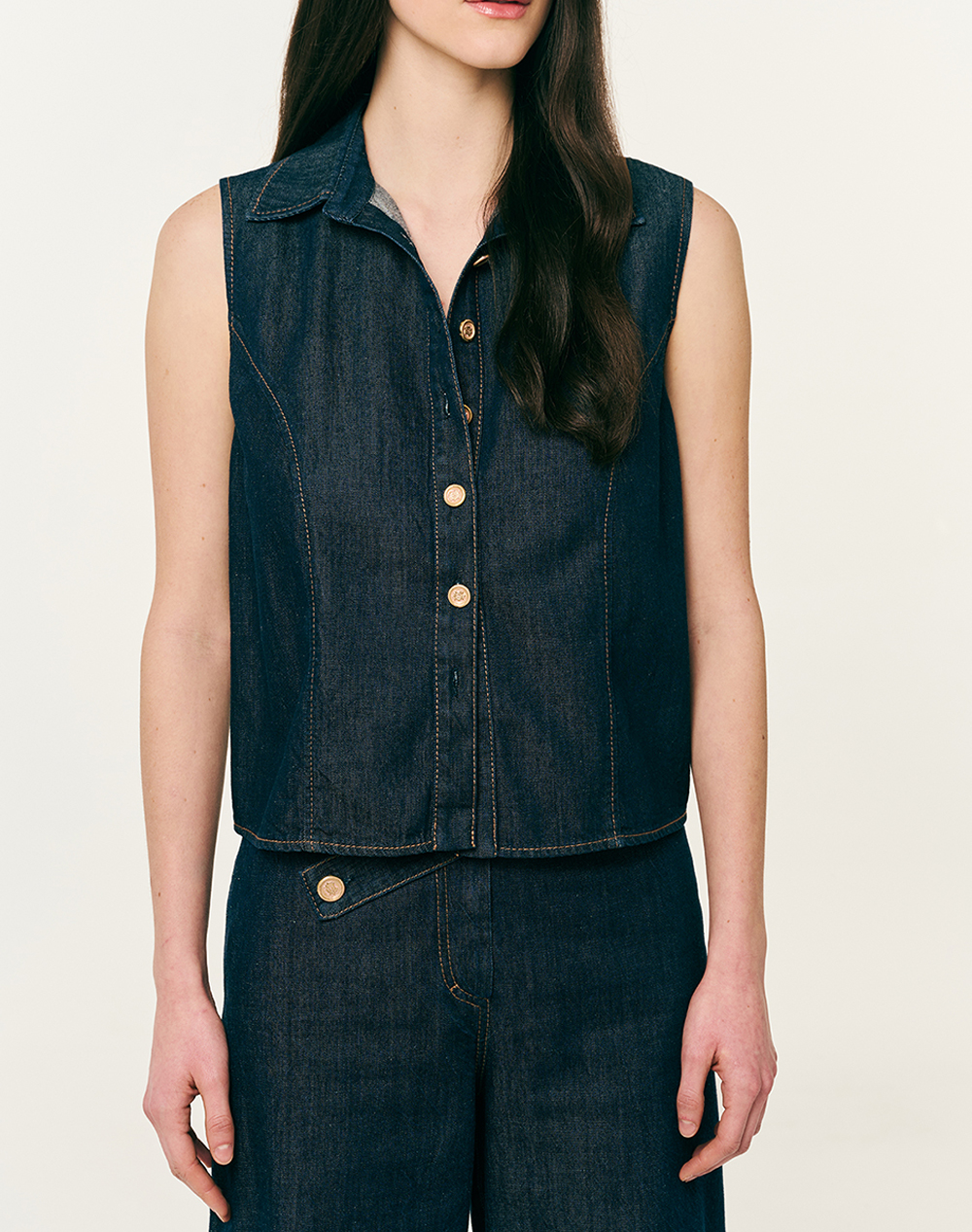 Forel Γυναικείο Γιλέκο Τζιν Σκούρο Μπλε Βαμβάκι Lyocell Μοντάλ