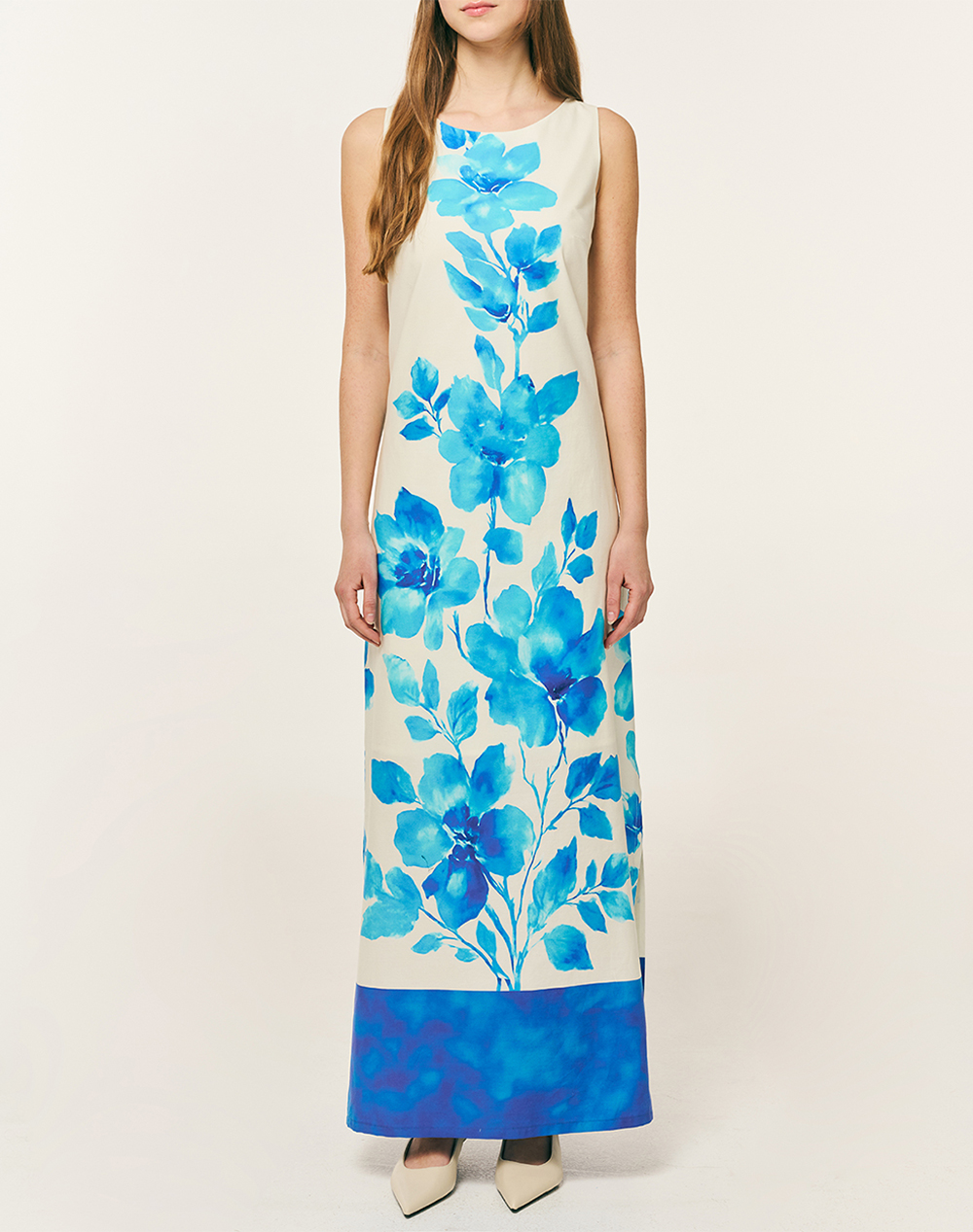 FOREL Φόρεμα αμάνικο floral maxi 082.50.01.054-ΡΟΥΑ RoyalBlue