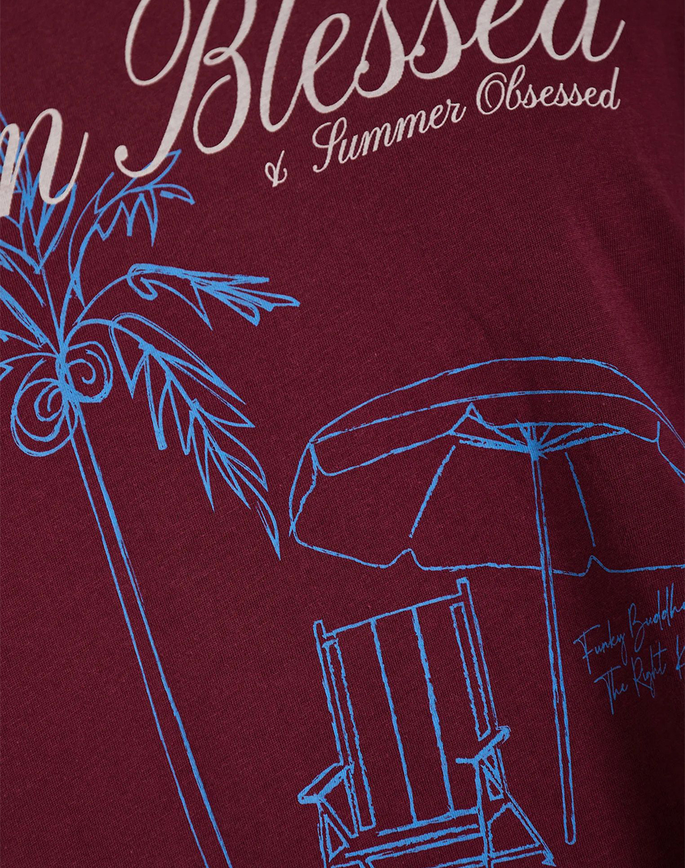 Funky Buddha T-Shirts Fbl013-142-04-Burgundy Bordeux Γυναικεία ρούχα μπλούζες Τ-Shirt Politikos Shop Πολιτικός