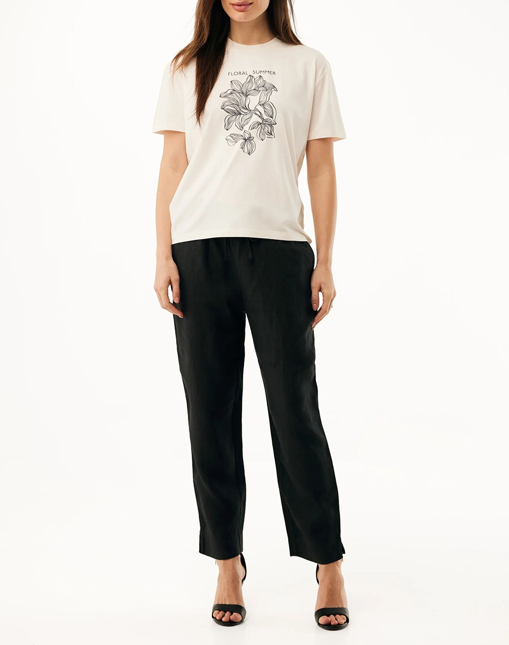 Mexx Linen Pants Tapered Fit Mf007003561W-193911 Black Γυναικεία ρούχα παντελόνια Chinos Politikos Shop Πολιτικός