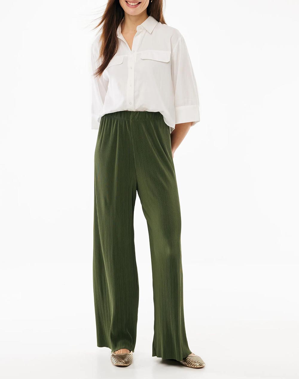 Mexx Plisse Pants Mf007003961W-01-190417 Darkgreen Γυναικεία ρούχα παντελόνια Υφασματινα Politikos Shop Πολιτικός
