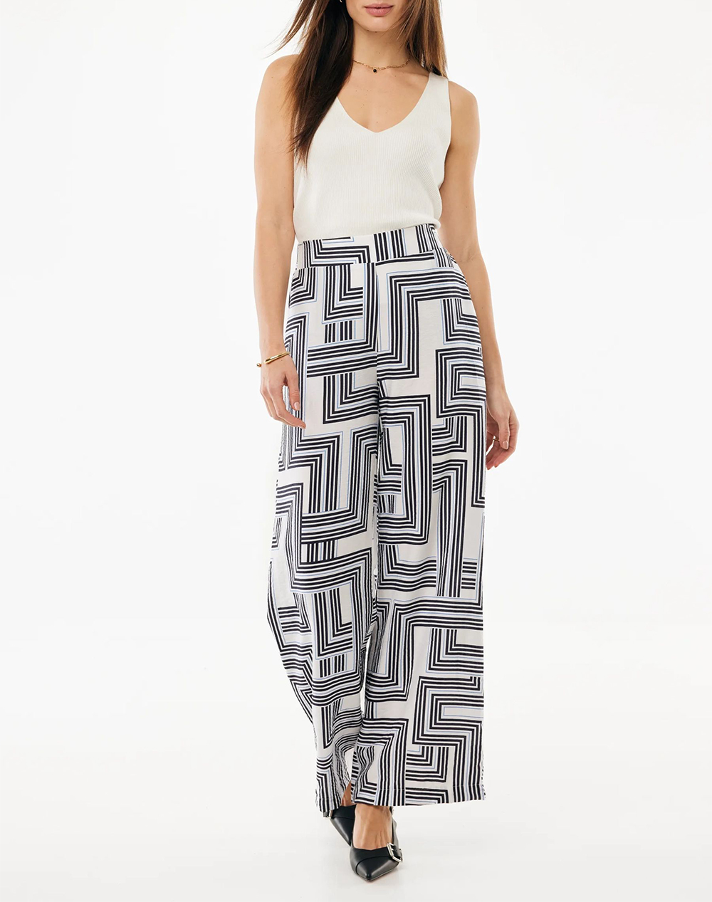 Mexx Geo Print Pants Wide Leg Mf007004661W-300007 Multi Γυναικεία ρούχα παντελόνια Υφασματινα Politikos Shop Πολιτικός
