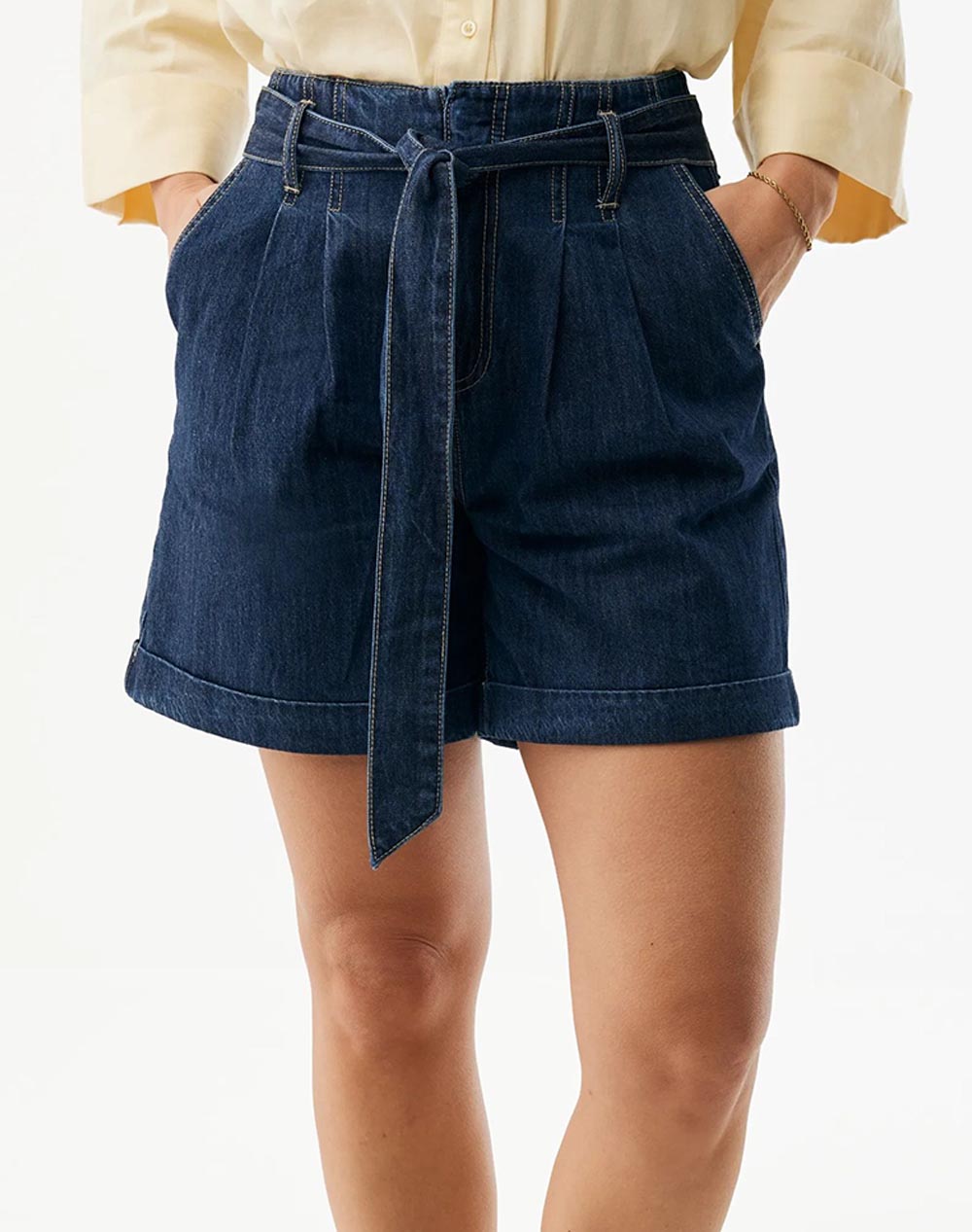 MEXX Paperbag denim shorts MF007302361W-01-50036 DenimDarkBlue