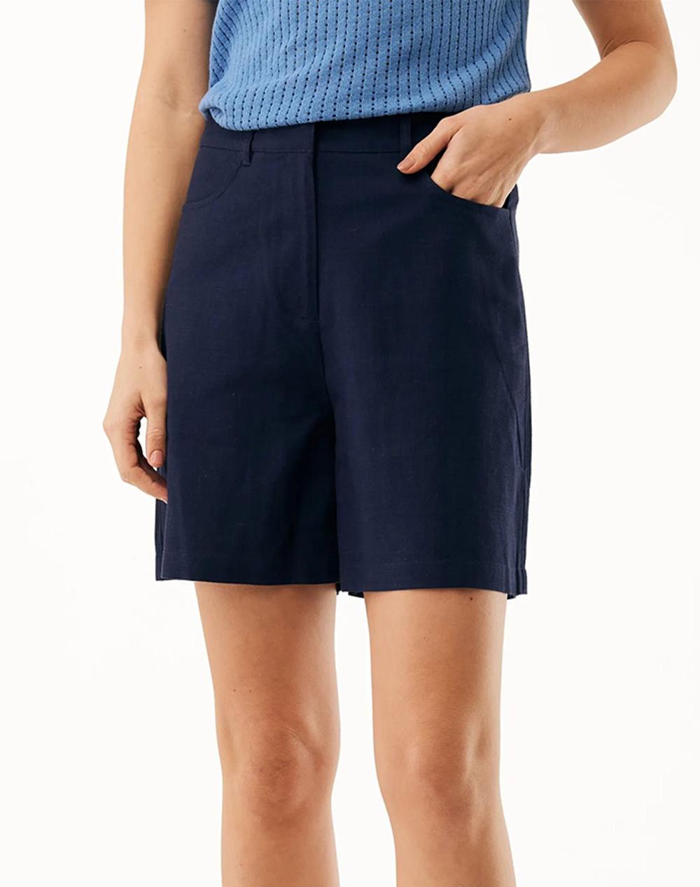 MEXX Linen mix slub shorts MF007301661W-193920 MidnightBlue